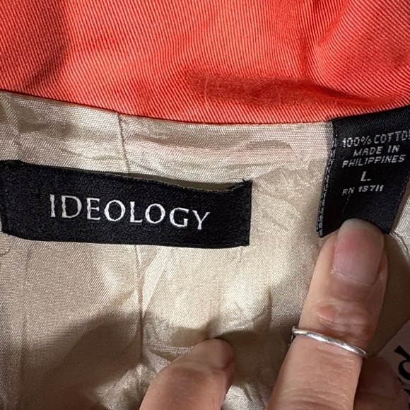 Ideology washable‎ denim Women's Trench Coat in Orange and Cream box 125 - Picture 3 of 9